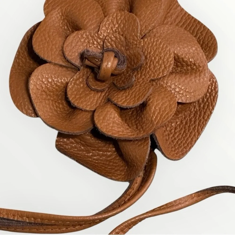Brown Leather Flower Belt Accessory Boho Bohemian Festival Concert Coachella OS